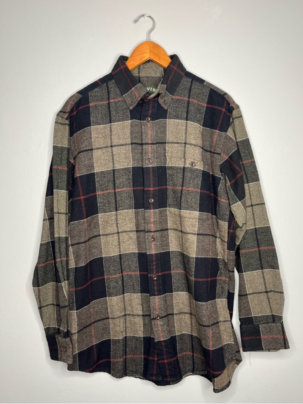 Orvis Long Sleeve Button Front Plaid Flannel Shirt